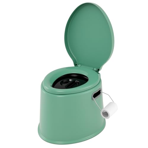 COSTWAY Campingtoilette tragbar, Reisetoilette bis 200 kg belastbar, Mobile Toilette mit abnehmbarem Eimereinsatz, Toilettenpapierhalter, für Camping, Wandern, Reisen (Grün) von COSTWAY