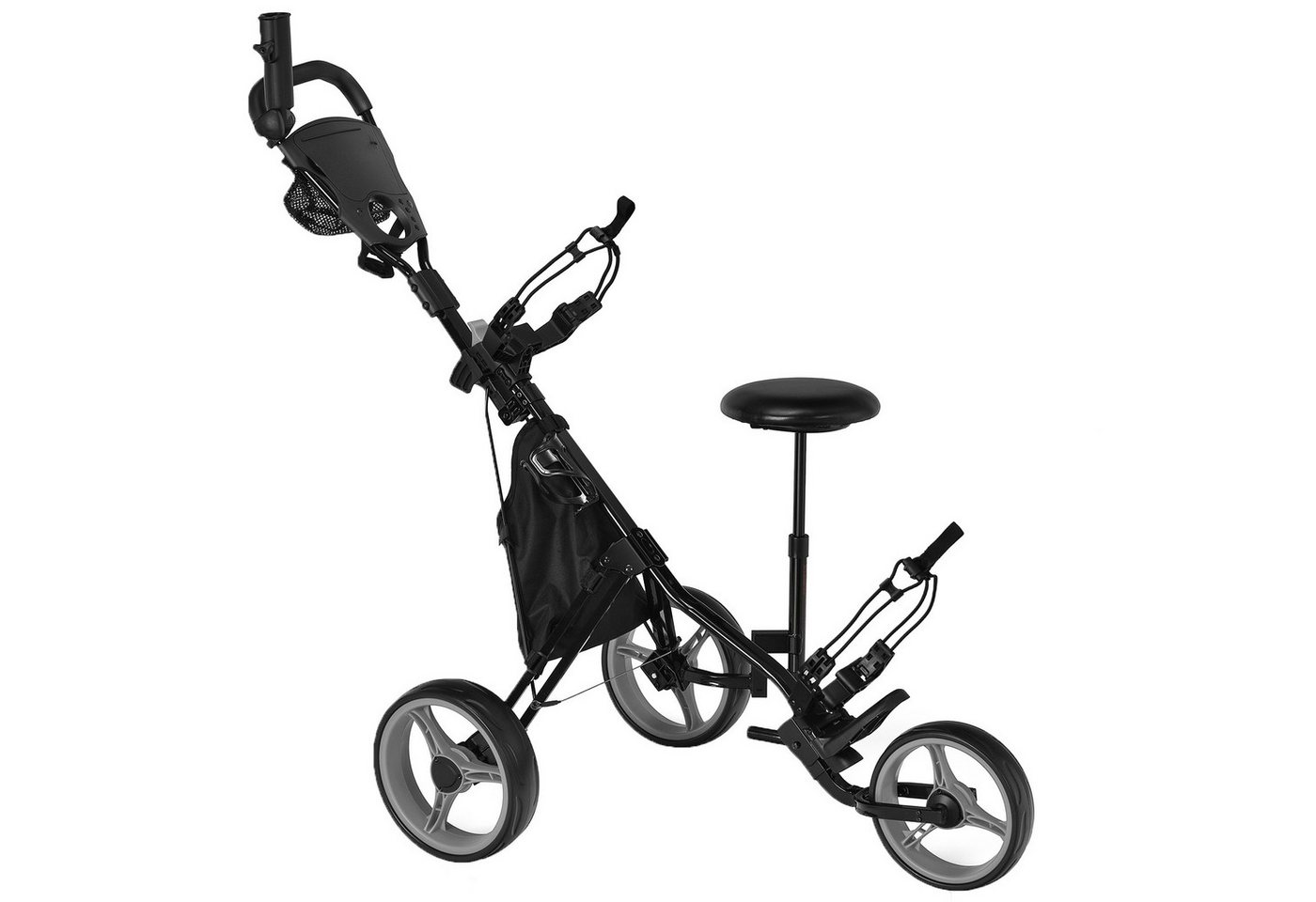 COSTWAY Golftrolley 3-Rad, mit Getränkehalter, Bremse, verstellbar von COSTWAY