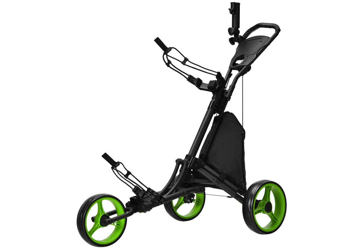 COSTWAY Golftrolley 3-Rad, mit verstellbarem Griff, Tasche von COSTWAY