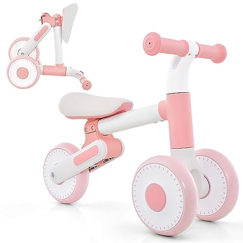 COSTWAY Kinder Laufrad, Balance Bike klappbar, Lauflernrad mit Verstellbarer Sitzhöhe, Kinderlaufrad 12-36 Monate Baby, Erste Fahrrad Geschenk (Rosa) von COSTWAY