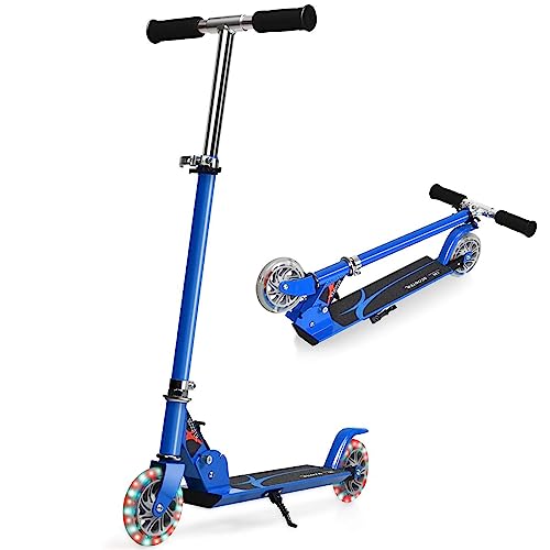 COSTWAY Kinder Roller mit LED Rädern, Kinder Scooter ab 4 Jahre, Cityroller höhenverstellbar, Kinder Kickscooter Tretroller für Junge und Mädchen (Blau) von COSTWAY