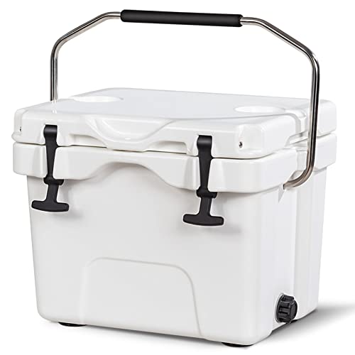 COSTWAY Kühlbox 15 Liter, Isolierbox tragbar mit Griff & Ablassstopfen & Getränkehalter, Thermobox Wärmebehälter für Essen & Getränke, 45 x 34 x 33 cm (Weiß) von COSTWAY