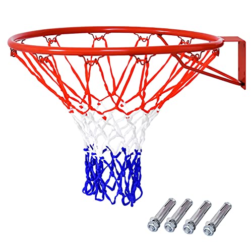COSTWAY Ø 45 cm Basketballring mit Netz, Basketball Korb aus Stahlrahmen und wetterfestes Nylonnetz, Basketballkorb für In- und Outdoor von COSTWAY