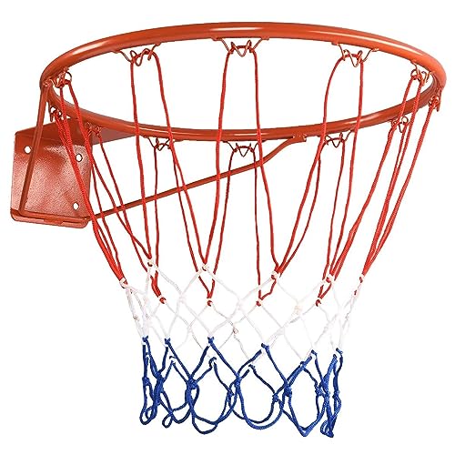 COSTWAY Ø 45 cm Basketballring mit Netz, Basketball Korb aus Stahlrahmen und wetterfestes Nylonnetz, Basketballkorb für drinnen und draußen von COSTWAY