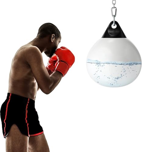 COSTWAY Ø45 cm Wasserboxsack, 50 kg Boxing Punching Bag mit Verstellbarer Metallkette, Sicherheitsschnallen & Wasserschlauch, Punchingsack für Erwachsene & Kinder (Weiß) von COSTWAY