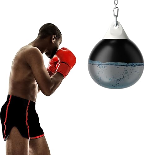COSTWAY Ø55 cm Wasserboxsack, 80kg Boxing Punching Bag mit Verstellbarer Metallkette, Sicherheitsschnallen & Wasserschlauch, Punchingsack für Erwachsene & Kinder (Ø55 cm, Schwarz) von COSTWAY