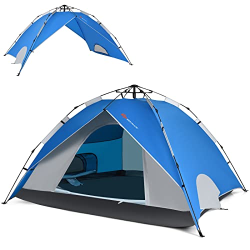 COSTWAY Pop up Zelt für 4 Personen, Campingzelt Doppelschicht, Wurfzelte Familienzelt mit abnehmbarem Regenschutz Sonneschutz für Wanderung, Party, Angeln von COSTWAY