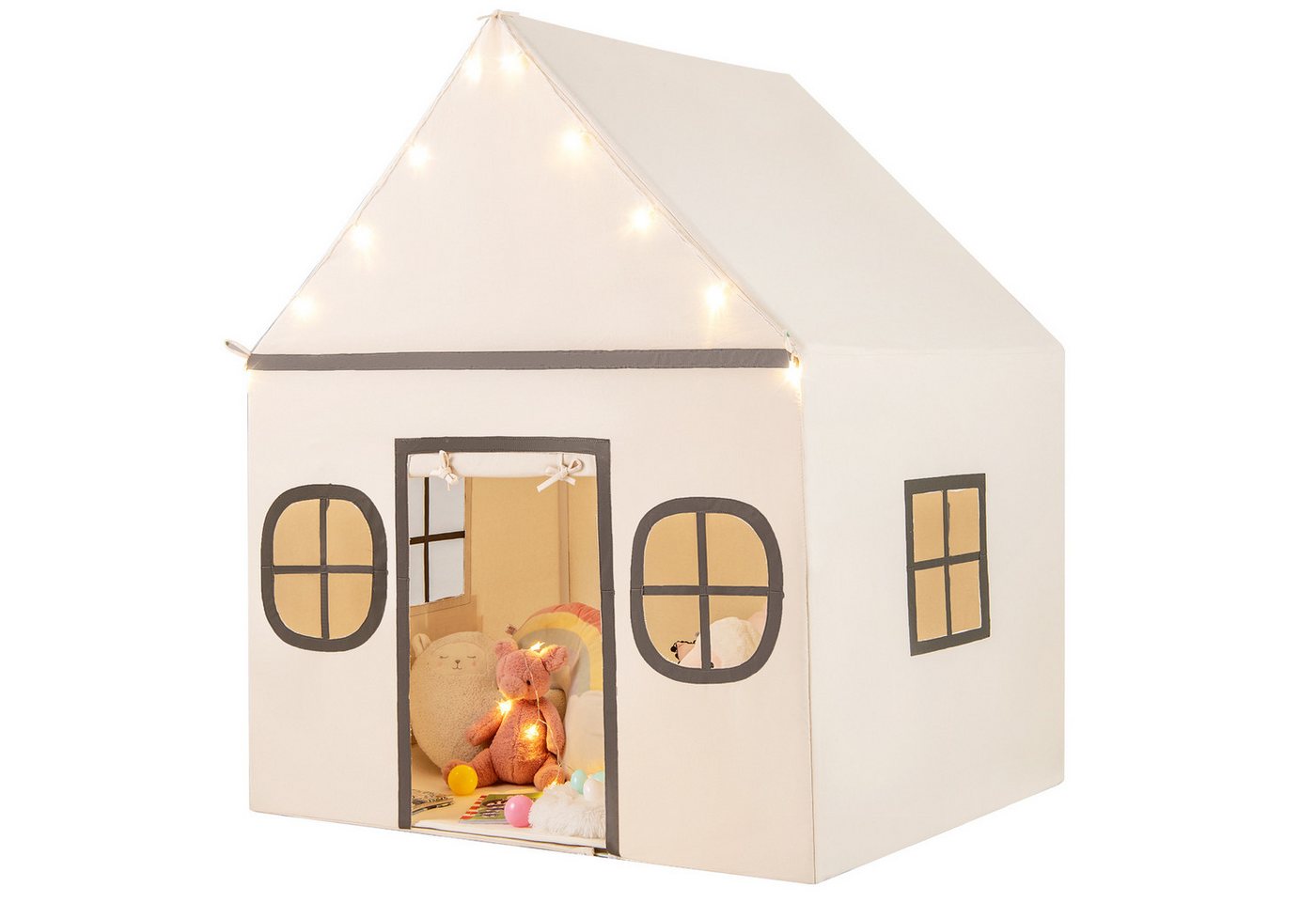 COSTWAY Spielzelt Kinderzimmer, Kinderzelt mit Türvorhang & Sternlichter von COSTWAY