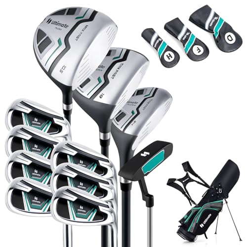 COSTWAY komplettes Herrem Golfschläger Set, 11 teilige Golfschlägersätze rechtshändig mit Tragetasche & Regenhaube, Golfset mit 1 Driver & 3 Fairway & 5 Hybrid & 5/6/7/8/9/ P/S Eisen & Putter (Grün) von COSTWAY
