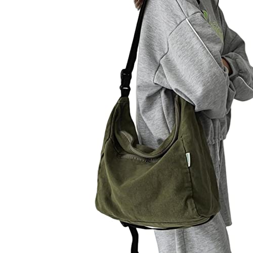 COTCLO Umhängetasche Canvas Frauen Umhängetasche Tote Schule Handtasche Für Frauen Reisen Große Kapazität Einfache Crossbody Weibliche Shopper Tasche-Green von COTCLO