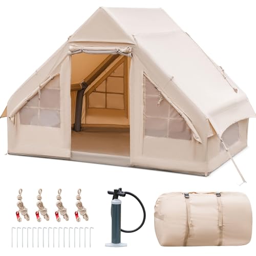 Aufblasbare Zelte for Camping, aufblasbares Luftkabinenzelt for 3–5 Personen mit Pumpe, 4-Jahreszeiten-wasserdichtes, winddichtes, großes Luftzelt, Pop-Up-Zelte, Outdoor-Oxford-Zelte, Glamping-Zelte von COUCHO