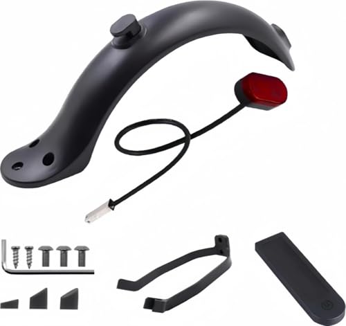 COZERI E Scooter Schutzblech Hinten Set, Hinteres Kotflügel Set Mit LED Rücklicht, Kompatibel Mit Xiaomi M365, 1S, Pro, Pro 2 Elektroroller, Ersatzteil Mit Nummernschild Rahmen, Schrauben und Montagew von COZERI