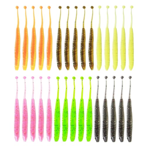 CPAOWEHF 4.8/6/8 cm Sandwurmköder 30pcs Fischereiköder Tackle Für Forellen Schwimbaits Weiche Paddelschwanzköder Sandwurm von CPAOWEHF