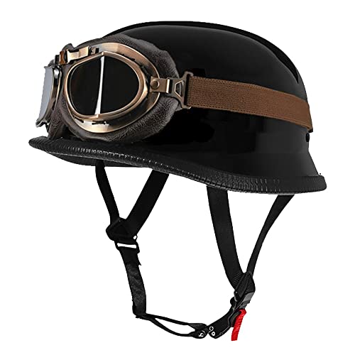 Helmet,Semi-Open Vintage Open Motorcycle Helmet,Half Helmet,ECE Certification,Chopper Helmet with Sunglasses for Mopeds,Cruiser,Vintage Jet Helmet,Quick Release Buckles L(59-60cm) von CPXZYU