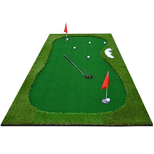 Golf-Putting-Green-Set mit Putter, tragbare Putting-Matte drinnen oder draußen, professionelle Golf-Trainings-Übungsausrüstung A 100 x 300 cm (39 x 118 Zoll) von CQLXZ