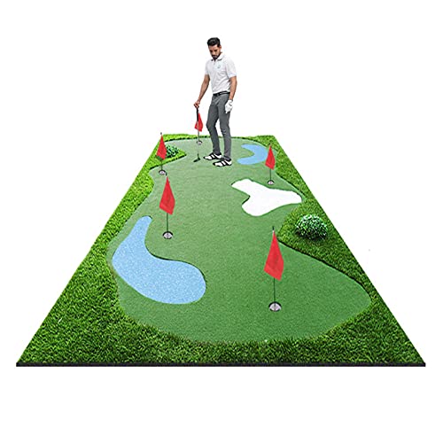 Golf-Putting-Matte, Golf-Putting-Matte mit Golfschlägern, Golf-Grünmatte für drinnen und draußen für Zuhause/Büro/Terrasse, Golfmatte aus Kunstrasen (Farbe: Stil 2, Größe: 2 x 5 m) von CQLXZ