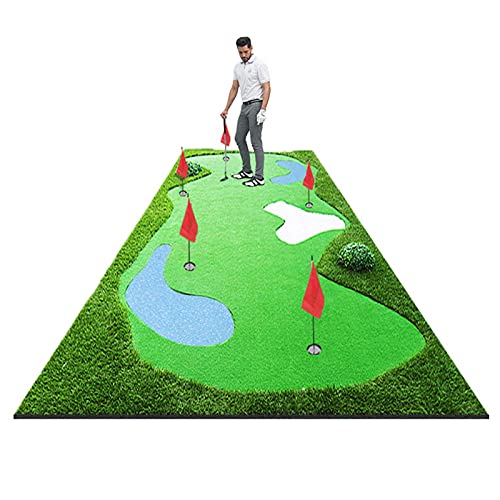 Golf-Putting-Matte Golf-Putting-Matte mit Golfschlägern, Indoor- und Outdoor-Golf-Grünmatte für Zuhause/Büro/Terrasse, Kunstrasen-Golfmatte (Farbe: Stil 1, Größe: 1,5 x 3,5 m) von CQLXZ