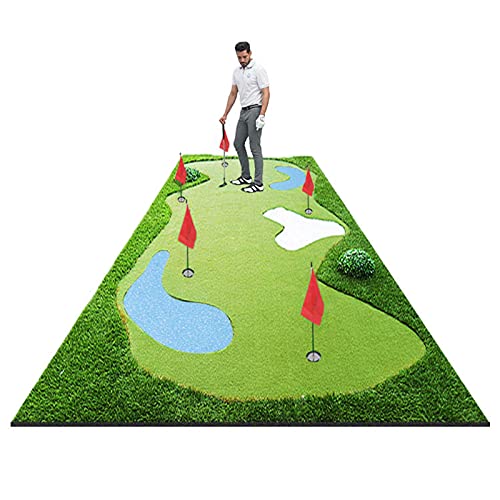 Golf-Putting-Matte Golf-Putting-Matte mit Golfschlägern, Indoor- und Outdoor-Golf-Grünmatte für Zuhause/Büro/Terrasse, Kunstrasen-Golfmatte (Farbe: Stil 3, Größe: 1,5 x 3,5 m) von CQLXZ