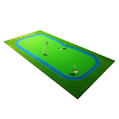 Golf-Trainingsmatte für drinnen und draußen, Golf-Set, Ball-Übungs-Minigolf-Putting-Green mit Rückgabe-Tablett, Gras-Pad, Übungswerkzeug (Farbe: Grün, Größe: mittel) von CQLXZ