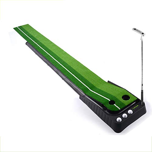 Indoor-Golf-Putting-Green mit Putter, tragbare Putting-Matte mit Ballrücklaufsystem, Minigolf-Übungstrainingsset für das Heimbüro, B, 30 x 300 cm (12 x 118 Zoll) von CQLXZ