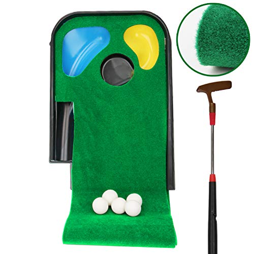 Minigolf-Putting-Green mit Putter, tragbare Putting-Matte für drinnen und draußen, professionelle Golf-Trainingsmatte für Kinder und Erwachsene A von CQLXZ
