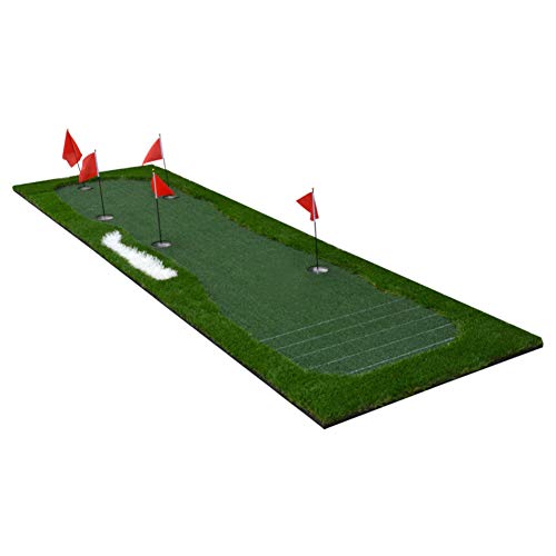 Professionelles Golf-Green-Putting mit Putter, tragbares Golf-Putting-Matten-Set, Golf-Trainings-Übungsmatten-Hilfsmittel für drinnen und draußen, A, 100 x 350 cm (39 x 138 Zoll) von CQLXZ