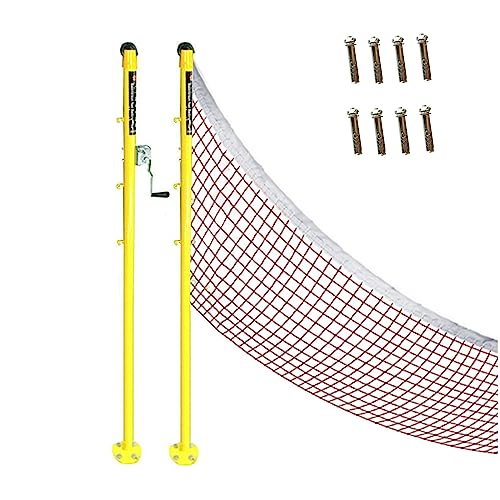 Tragbares Badmintonnetz mit 2 Stangen, strapazierfähiges Tennisnetz für den Außenbereich für Auffahrten, Hinterhöfe und Spielplätze, Bodenmontage mit Schraubensätzen von CQLXZ