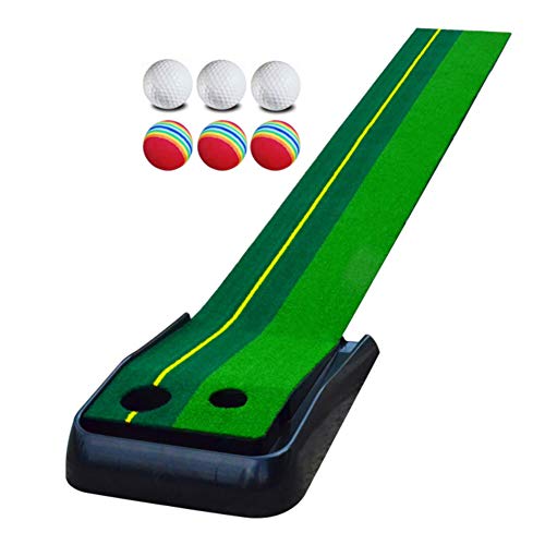 Tragbares Golf-Putting-Green mit 6 Bällen, extra Lange Mini-Putting-Matte, professionelle Golf-Trainings-Übungsausrüstung für den Innenbereich, A, 30 x 250 cm (12 x 98 Zoll) von CQLXZ