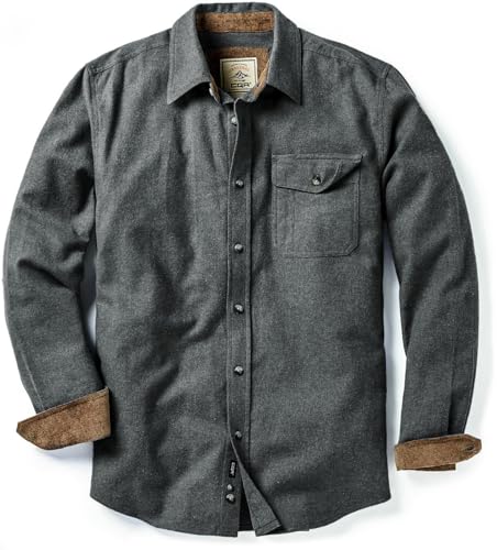 CQR Herren Langarm Flanell bequemes Button-up Baumwollhemd, WonderHof113 1pack - Grey, XXL von CQR