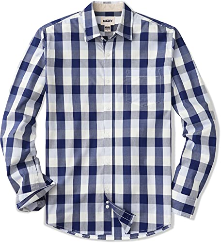 CQR Herren Regular Fit Langarm Hemd, Causual Button-Up Popline Hemd aus 100%, Tol503 1pack - Alloy Blue, L von CQR