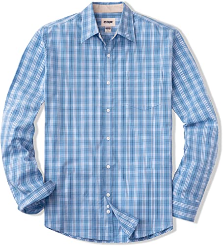 CQR Herren Regular Fit Langarm Hemd, Causual Button-Up Popline Hemd aus 100%, Tol503 1pack - Whale Blue, M von CQR