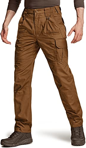 CQR Herren Tactical Hose, Imprägniermittel Ripstop Lockere Passform Cargo Pants, Leichte EDC Wandern Arbeitshosen, Tlp110 1pack - Copper Brown, 42W / 30L von CQR