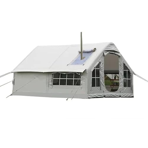 Aufblasbares Outdoor-Zelt, Campingausrüstung für den Außenbereich, faltbares, regenfestes Zelt, 10 m² Platz, integrierte Luftsäule, einfach aufzubauen (mit Kamin) von CRBUDY