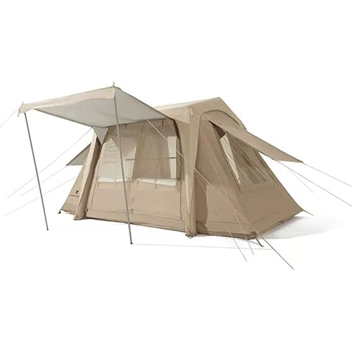 Aufblasbares Zelt, Outdoor-Campingausrüstung, tragbares Faltzelt, 10,9 m², Regen- und sonnensicher, Dachfenster Oben, multidirektional atmungsaktiv (braun) von CRBUDY