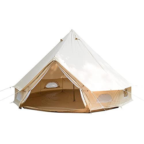 Baumwoll-Canvas-Zelt mit Ofenanschluss, 13 Fuß wasserdichtes Rundzelt für Glamping, 4-Jahreszeiten-Luxus-Jurtenzelt für Outdoor-Camping für 5–8 Personen, ideal für Familiencamping von CRBUDY