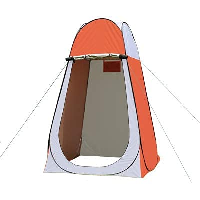 Großes Sichtschutz-Pop-up-Zelt, tragbarer, Rutschfester Boden mit Fenster, verwendet in Camping-Dusche, Sonnenschutz, Toilette im Freien, Umkleideraum (Orange) von CRBUDY