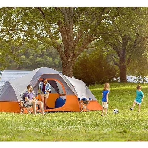 Outdoor-Rucksackzelt Outdoor-Camping 10 Personen orange-grau Familienpicknick tragbares Zelt Wanderzelt (480 * 275 * 185 cm) von CRBUDY