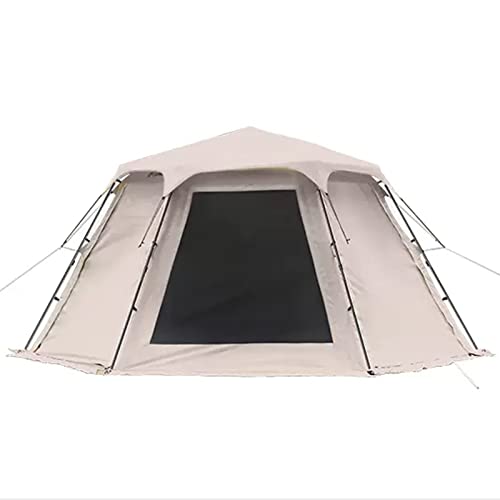 Sechseckiges Outdoor-Campingzelt mit spleißbarer Frontverlängerung, 4-Jahreszeiten-Glamping-Zelte für große Familien mit Sonnenschutz-Veranda für Party, Jagd, Wandern (Gold-Einzelz von CRBUDY