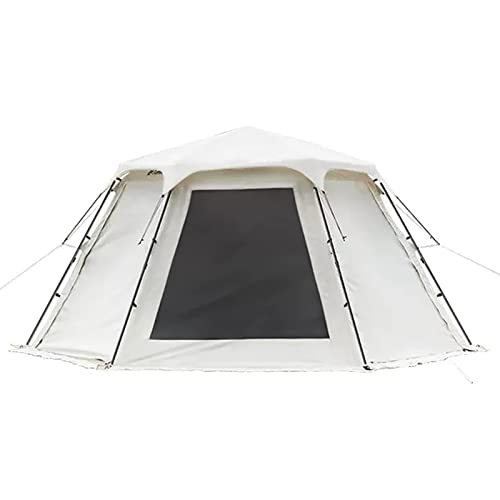 Sechseckiges Outdoor-Campingzelt mit spleißbarer Frontverlängerung, 4-Jahreszeiten-Glamping-Zelte für große Familien mit Sonnenschutz-Veranda für Party, Jagd, Wandern (weißes Einze von CRBUDY