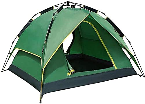 Tragbare Campitent-Doppelschicht-Pop-up-Zelte für 3 bis 4 Personen, wasserdichtes Campidome-Zelt mit 2 Türen und belüftetem Netzfenster, für Wandercamping (Grün A) von CRBUDY