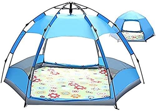 Tragbarer Campingunterstand, automatisches Campingzelt für 3–5 Personen, Kuppel-Pop-Up-Zelt mit 2 Türen, wasserdicht, für Familienwanderungen (blau a) von CRBUDY