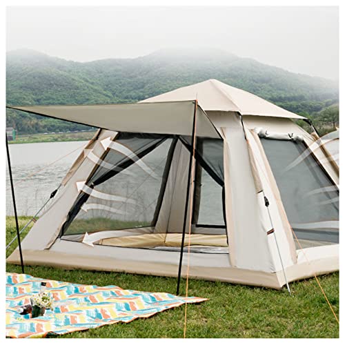 Tragbares Campingzelt, das Sich in 3 Sekunden öffnen lässt, Doppeltüren und Vier Zelte, stabiles, Robustes Zelt, ideal für Camping im Garten für 4 Personen von CRBUDY