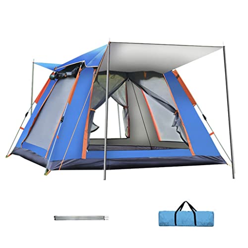 Tragbares Pop-Up-Zelt und automatischer, sofort tragbarer Strand-Pop-Up-Schattenzelt für Camper – geeignet für 2–4 Personen, wasserfester Sonnenschutz (blau a) von CRBUDY