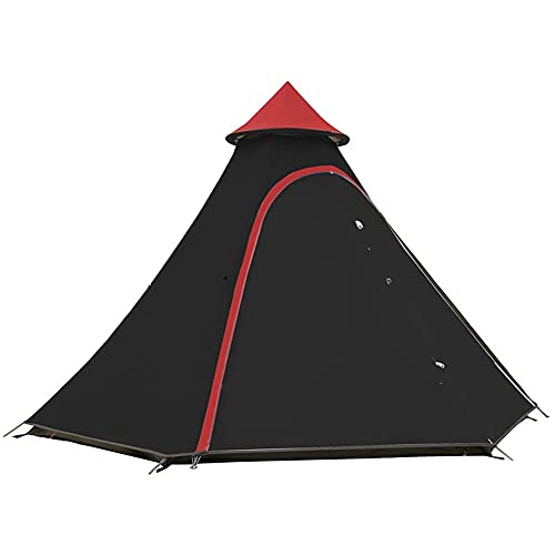 Wasserdichtes Camping-Pyramiden-Tipi-Zelt für Erwachsene, wasserdichtes Doppellagiges Indianerzelt, Jurtenzelt, Turmpfosten-Glockenzelt für den Familienausflug im Freien von CRBUDY
