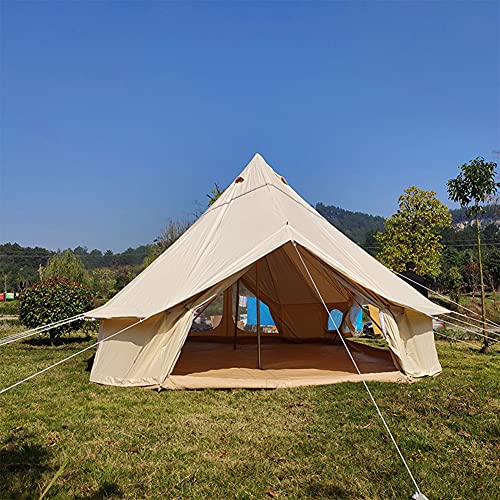 Zelt Glockenzelt Leinwand Mongolisches Jurtenzelt Doppelschichtiges Tipi-Zelt Outdoor-Camping Familienzelt Pyramiden Indisches Zelt 4-SeasonGreen6M von CRBUDY
