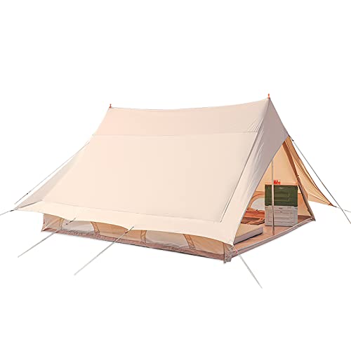 Zelt Outdoor-Wandzelt aus Segeltuch, 4-Jahreszeiten-Camping-Kabinenzelt, Doppellagiges Zelttürnetz für Camping, großes Pyramidenzelt aus Baumwolle für Familiencamping, Jagd im Frei von CRBUDY
