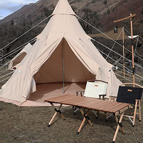 Zelt Pyramidenzelt für Camping Festivals Wandern Outdoor Tragbares Indianer Tipi (Beige 3X3X2,5M) von CRBUDY