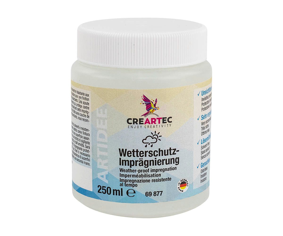 CREARTEC 69877, Wetterschutz Imprägniermittel - 250ml - Imprägnierspray, mattes Schlussfinish für bemalte Dekorationen - Made in Germany von CREARTEC