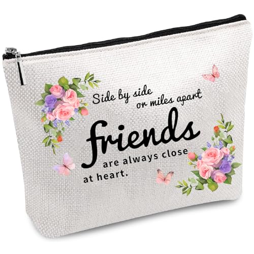 CREATCABIN Friends Make-Up-Tasche,Canvas,Blumen,Kosmetiktasche,Mehrzweck-Stifteetui,Reißverschluss,Kulturbeutel,Reisetasche,Geldbörse,Beutel,Tragbares Survival-Kit Für Frauen,Freundschafts,25x18cm von CREATCABIN