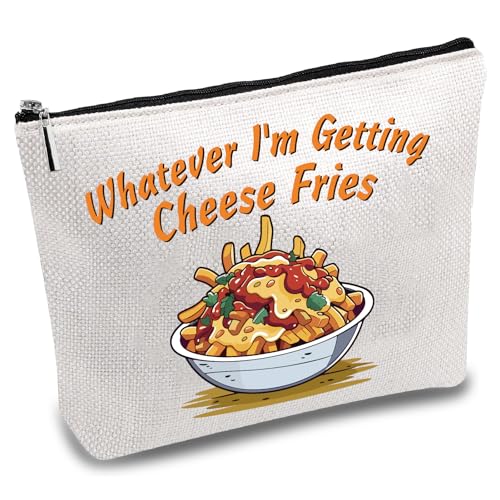 CREATCABIN Kosmetiktasche Segeltuch,Polycotton,Mehrzweck-Stifteetui,Reißverschlusstaschen,Kulturbeutel,Reisetasche,Geldbörse Für Frauen,Dankeschön-Geschenke,25x18cm Whatever I’M Getting Cheese Fries von CREATCABIN